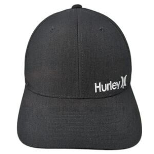 Hurley Fitted Baseball Cap Black XL Embroidered Vented Holes Flexfit Yupoong